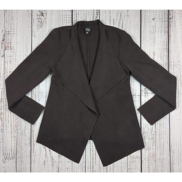 Eileen‎ Fisher Cotton Thick Knit Draped Cardigan Sweater Brown Sz M - Picture 1 of 3